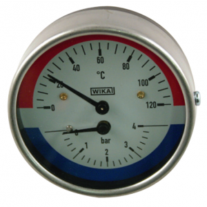 Hydrotermometer 0-4 bar, 20-120°C